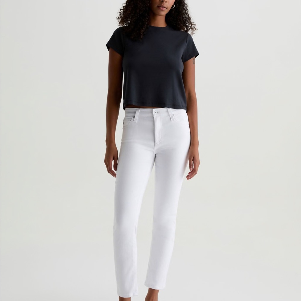 AG Mari High Waist Crop White Jeans
